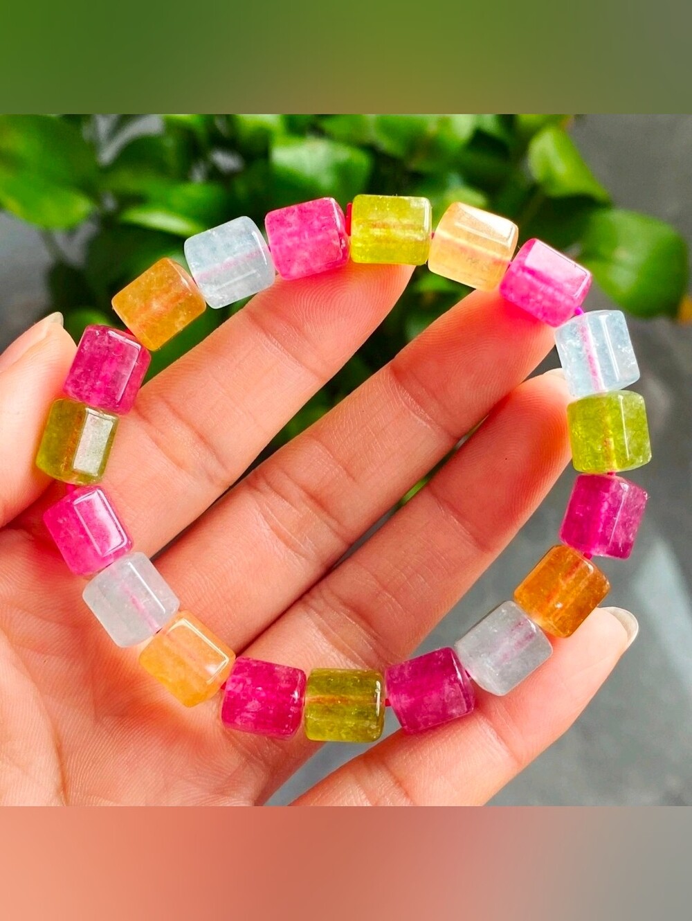 10mm Natural Color Tourmaline Crystal Beads Bracelet AAA